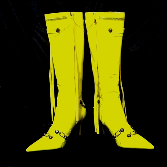 🎁FREE GIFT INCLUDED Brand New High Knee Boots Stiletto Heel Pointed Toe Tassels - Picture 9 of 16